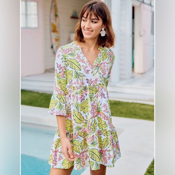 Mary Square Laguna Dress Vine Time Lime - Picture 5 of 8